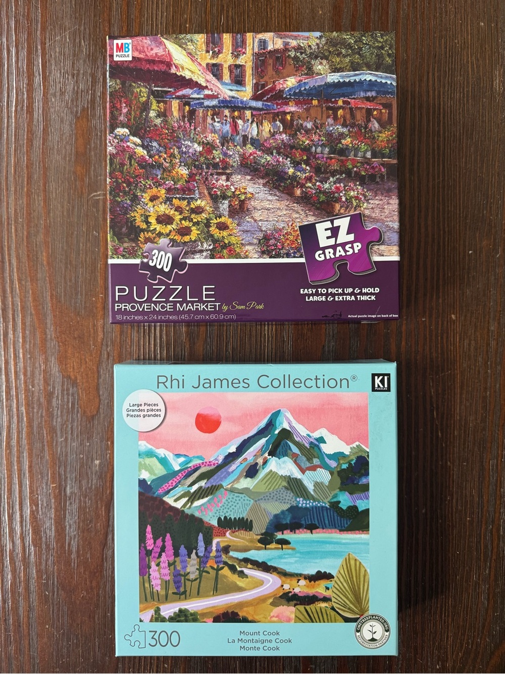 Set of 2! 300 large piece puzzle "Provence Market" NWT & Rhi James "Mount Cook"
